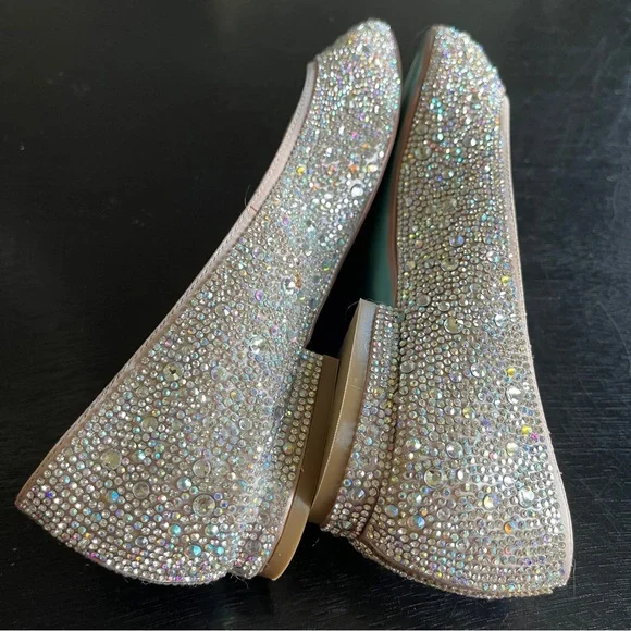 BETSEY JOHNSON Nude Rhinestone Flats Shoes - Picture 9 of 12